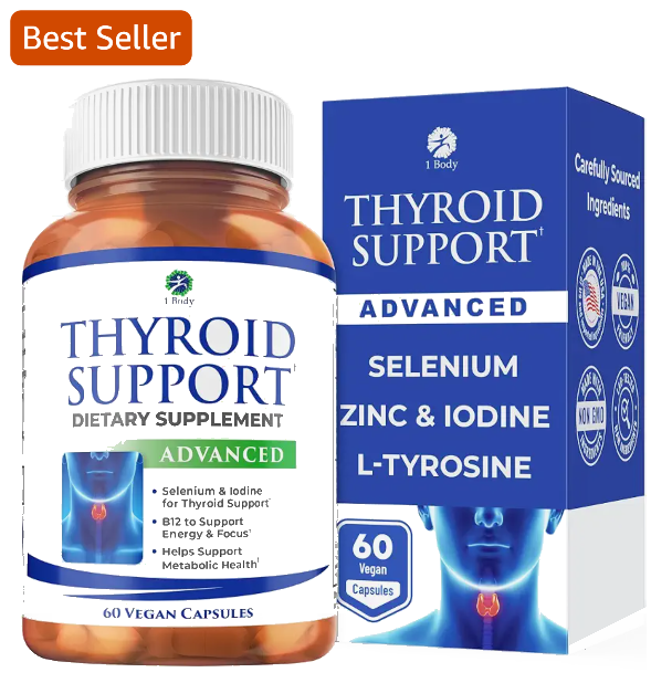 1 Body Thyroid Support bottle and carton with Best Seller badge